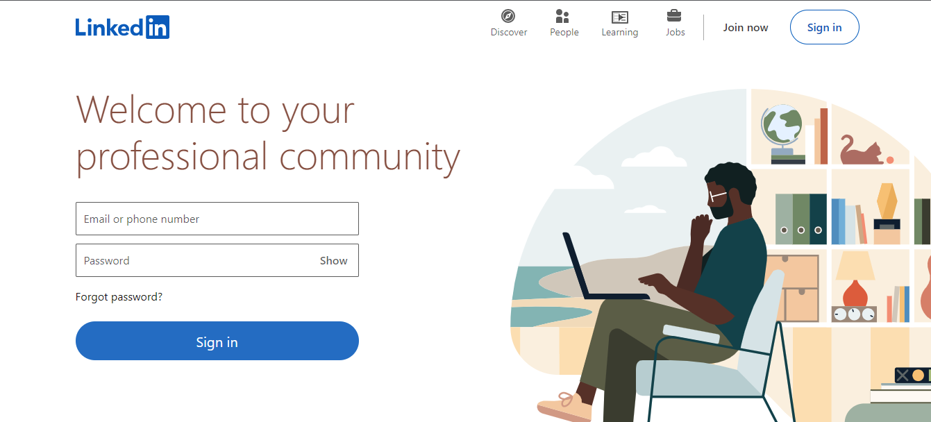 LinkedIn sign-in page or profile page shown in a desktop browser.